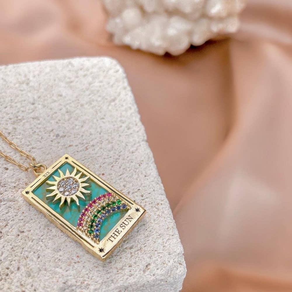 The Sun Tarot Card Necklace Styled