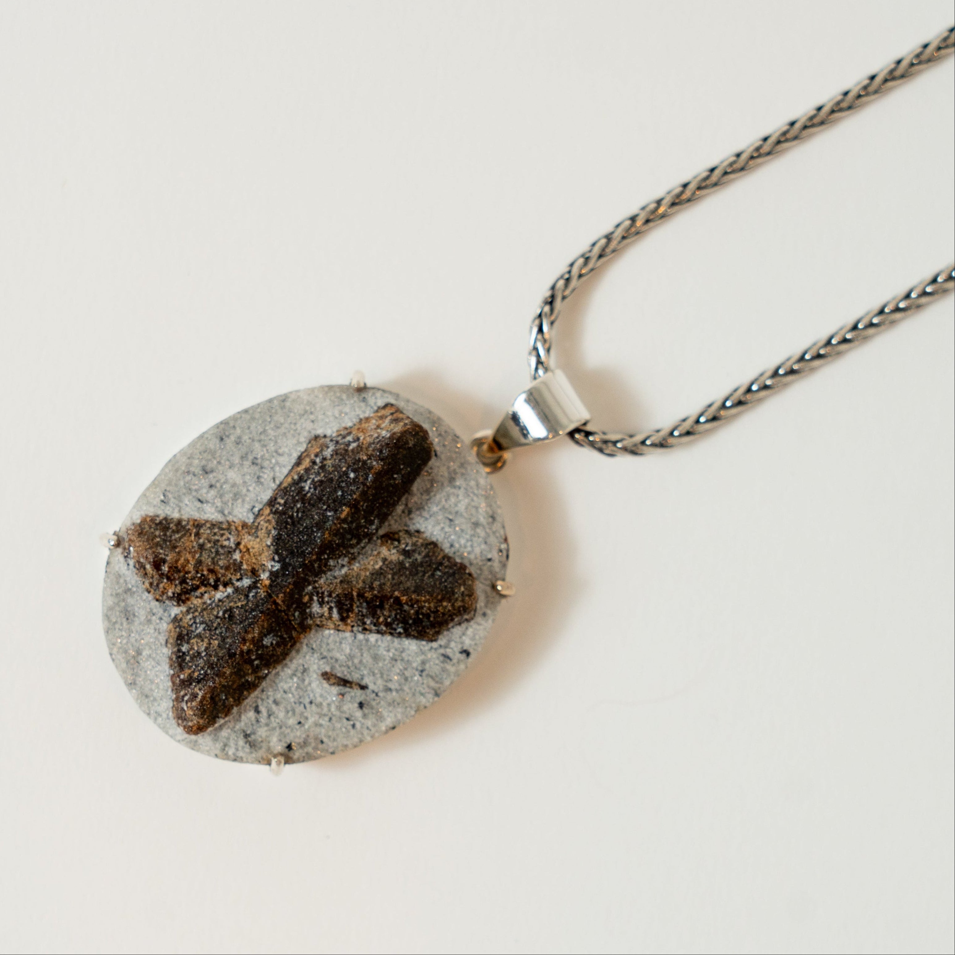 Chiastolite Cross Necklace