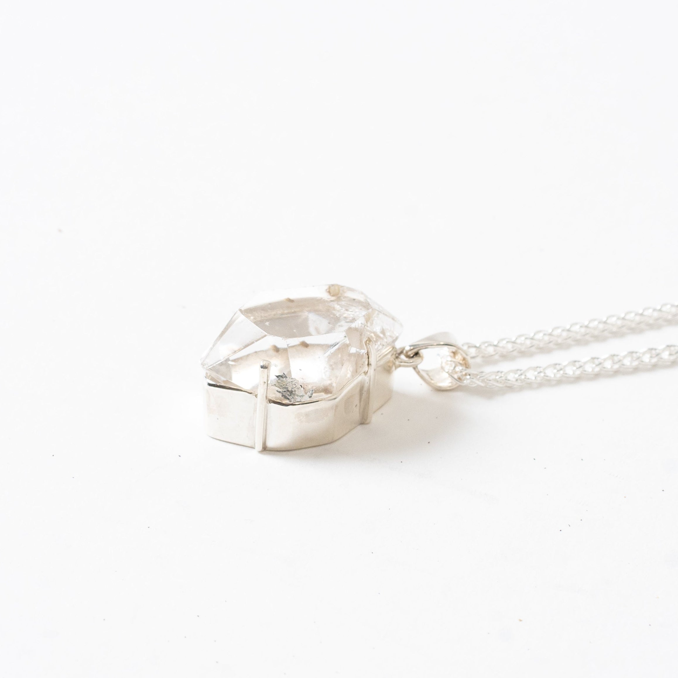 Sterling Silver Herkimer Diamond Necklace Side View