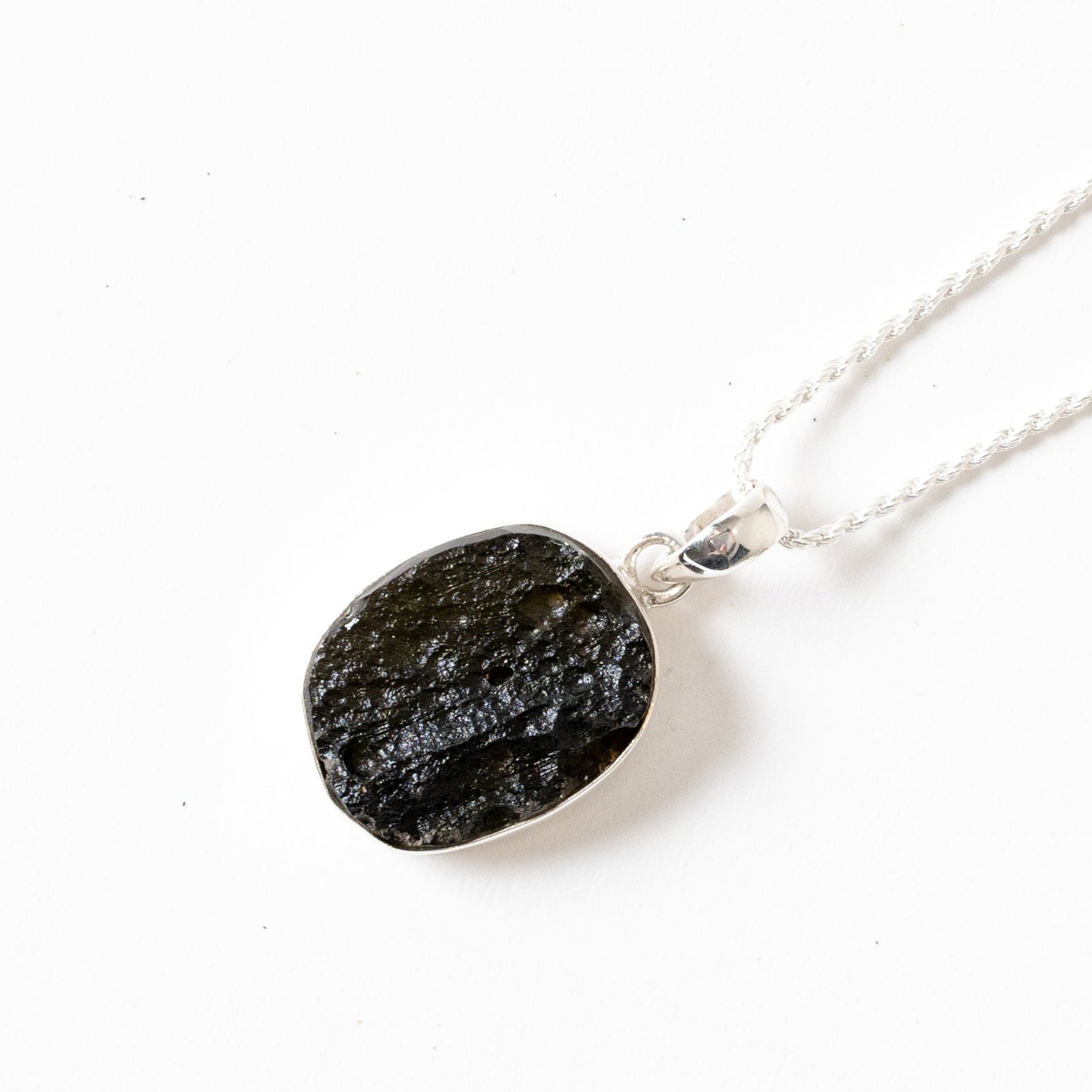 Rough Moldavite Pendant Necklace