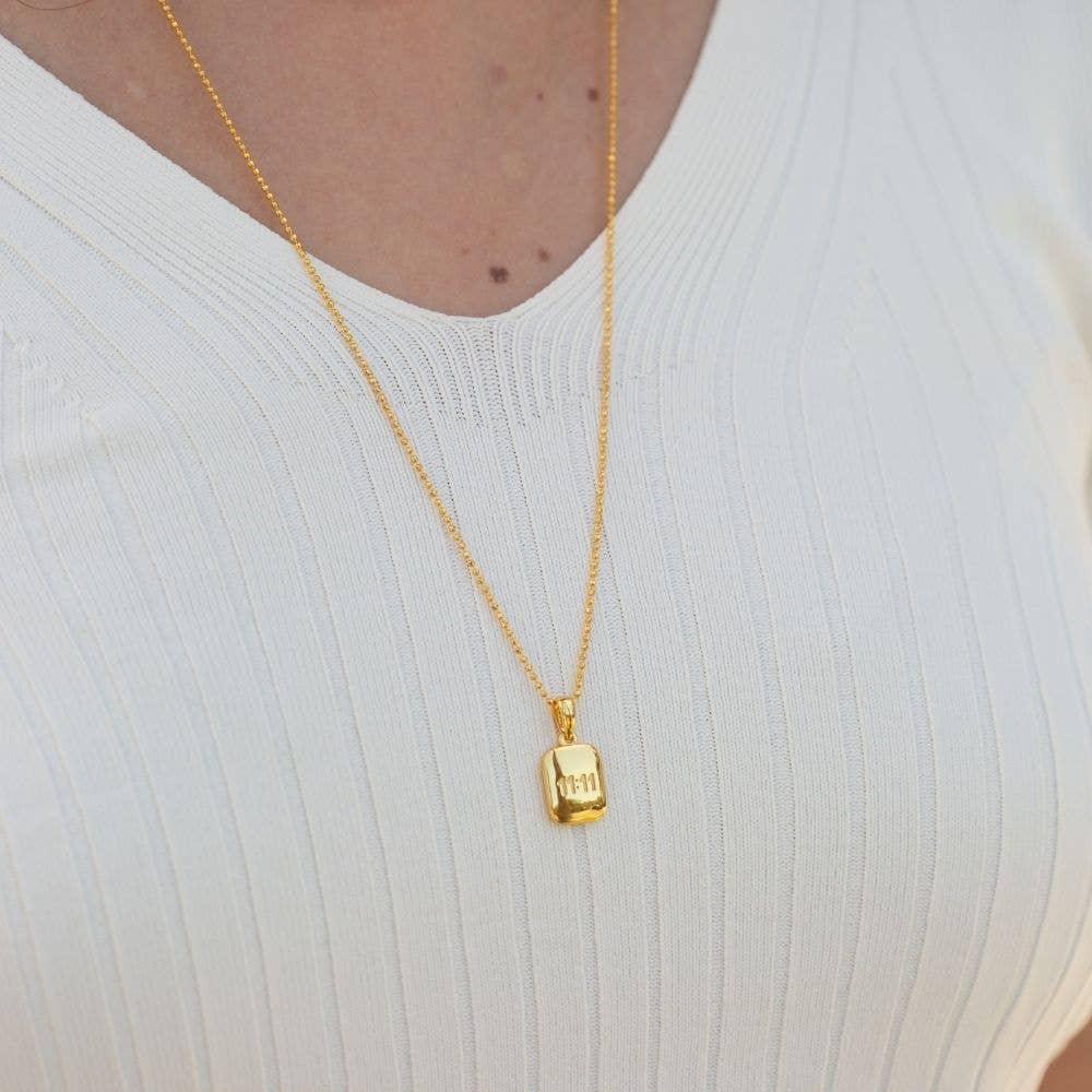 Lucky Number 11:11, I am Divinely Guided Necklace on neck