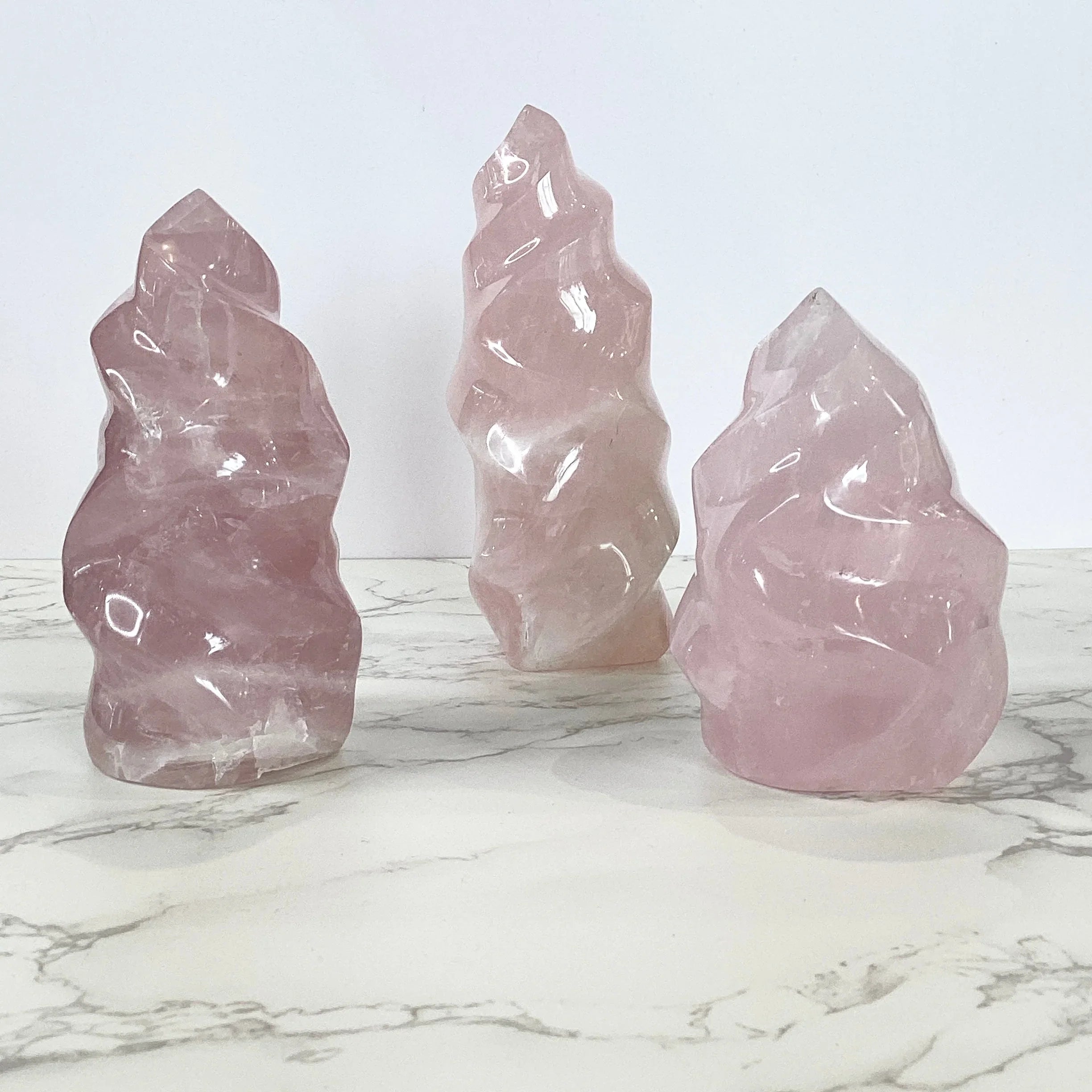 Rose Quartz Swirling Flame Polished Crystal