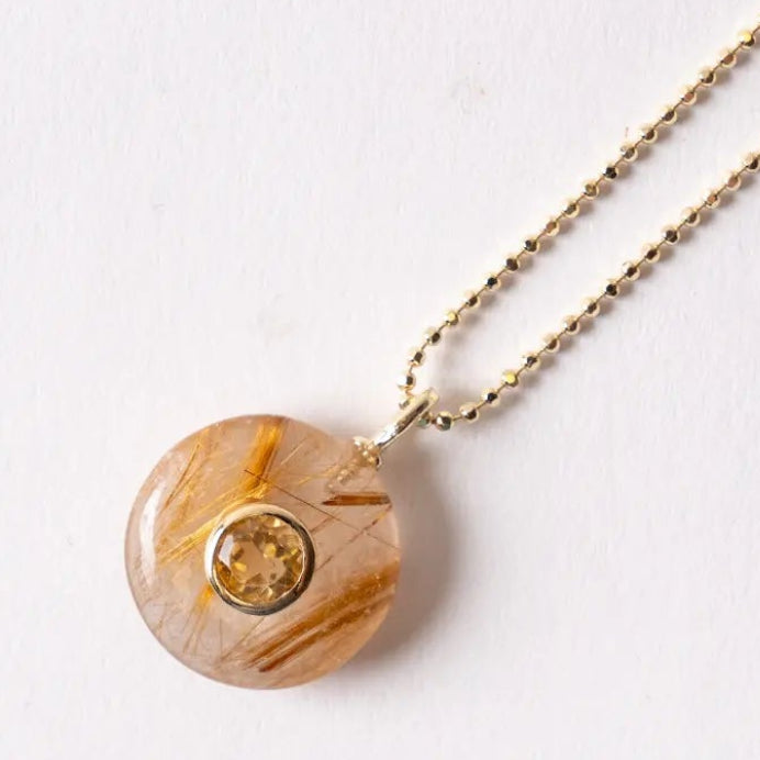 Citrine and Rutilated Quartz Necklace