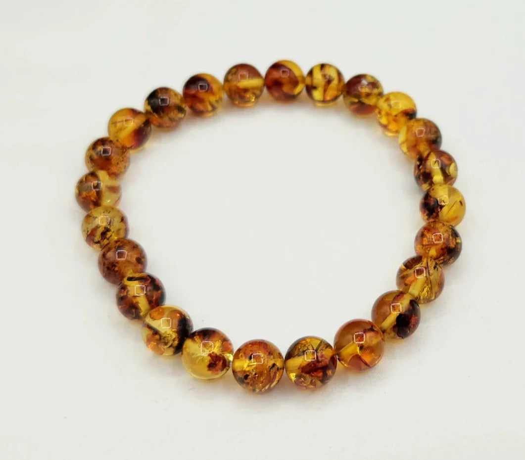 Amber Beaded Bracelet on White