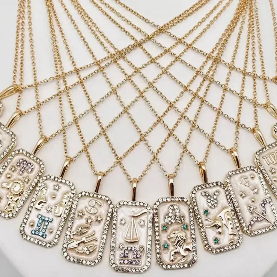 Aquarius Zodiac Tarot Card Necklace Group