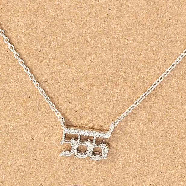 555 Intention Angel Number Necklace Silver Over Brass and CZ