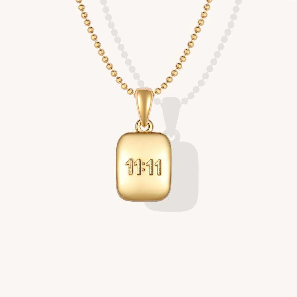 Lucky Number 11:11, I am Divinely Guided Necklace Gold