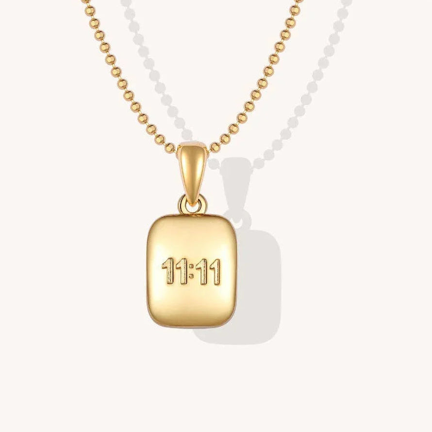 Lucky Number 11:11, I am Divinely Guided Necklace Gold
