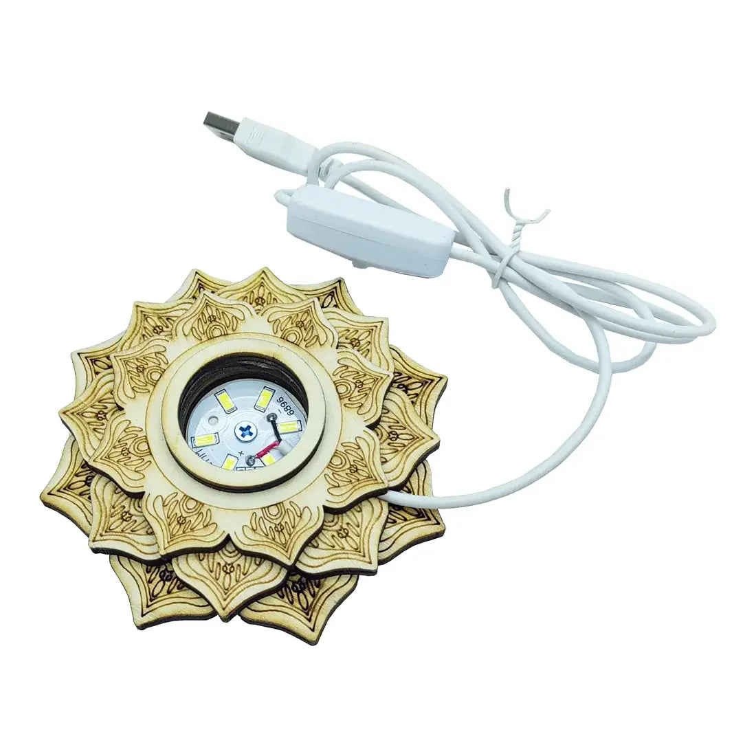 Lotus Crystal Ball Stand with LED Light USB