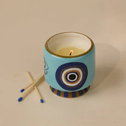 Incense & Smoke "Eye" Candle, 8 oz, Handpainted Lighted