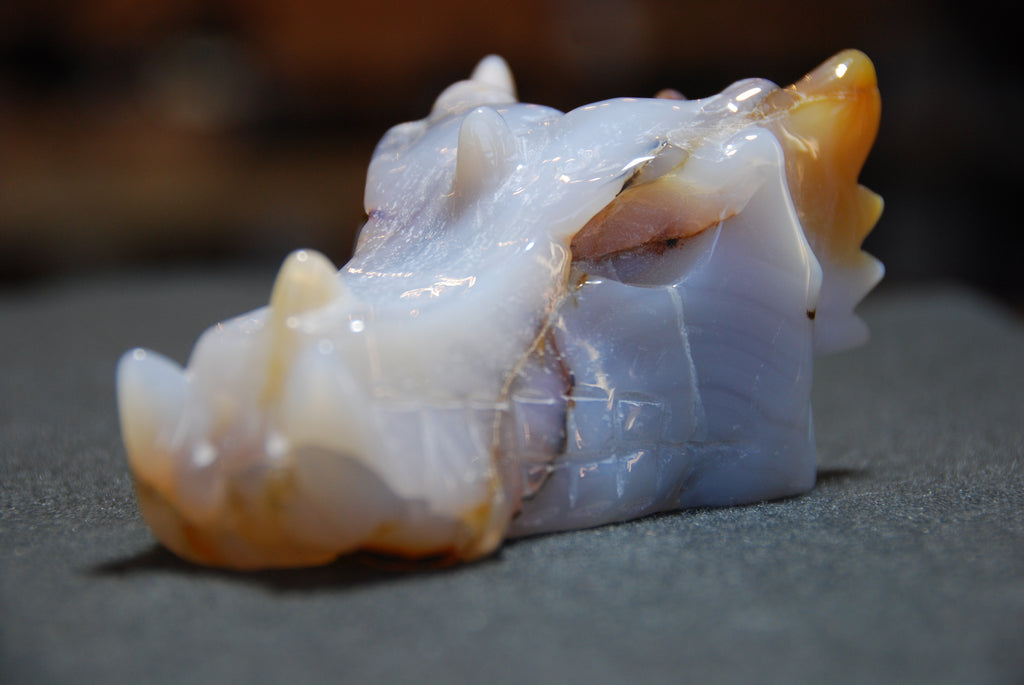Agate Carved Stone Dragon Head