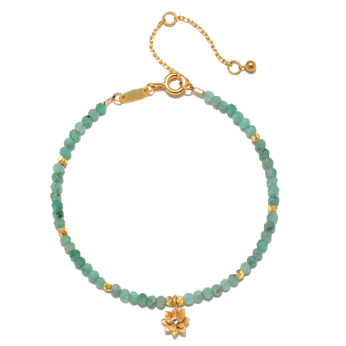 Emerald Lotus Gemstone Bracelet