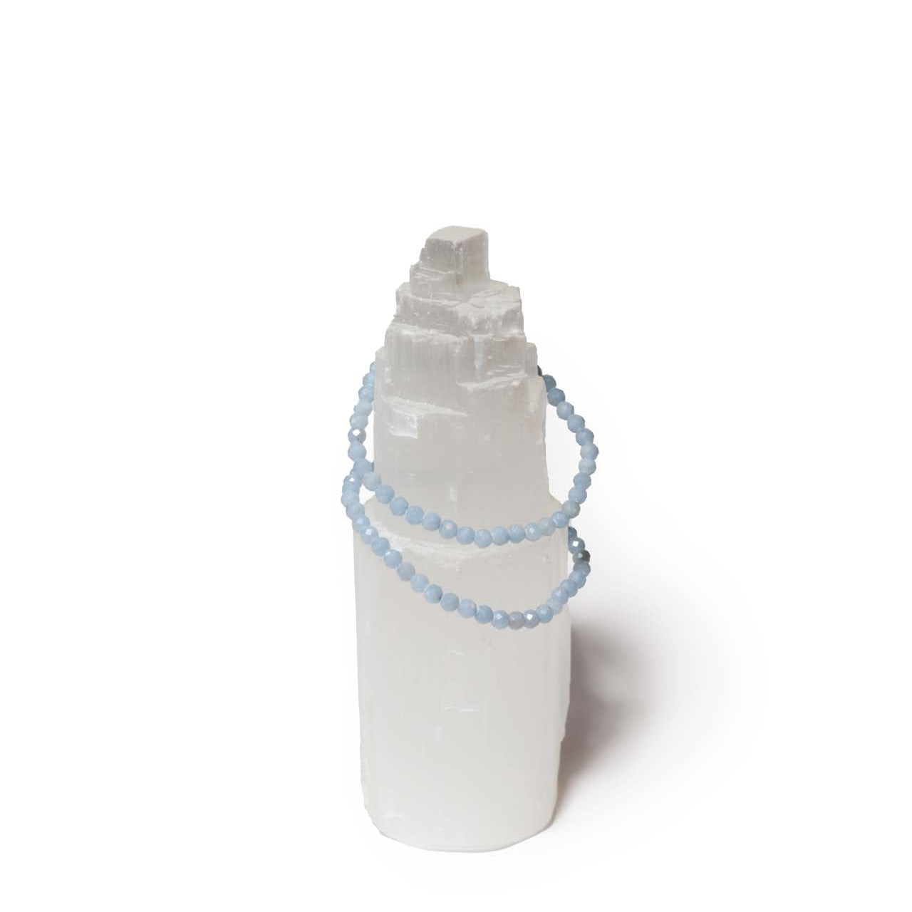 Angelite Bracelet on a selenite tower