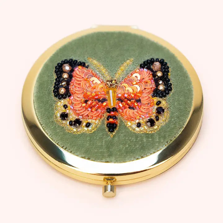 Bonny Butterfly Embroidered Compact Mirror