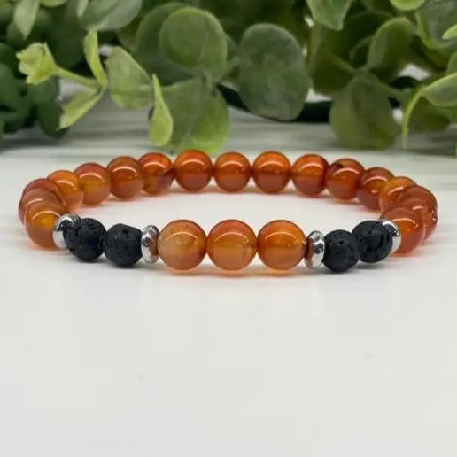 Carnelian and Lava Stone Bracelet
