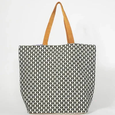 Black & Purple Beaded Evil Eye Shopper Tote-back
