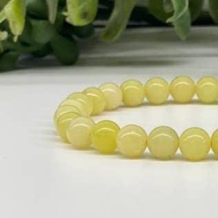 Healerite 8mm Smooth Bead Stretch Bracelet Up Close