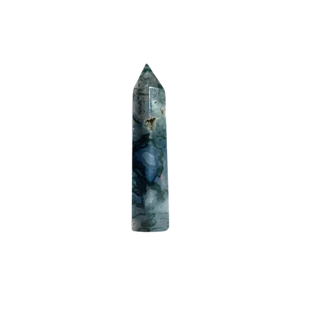 Moss Agate Polished Standing Point Tower