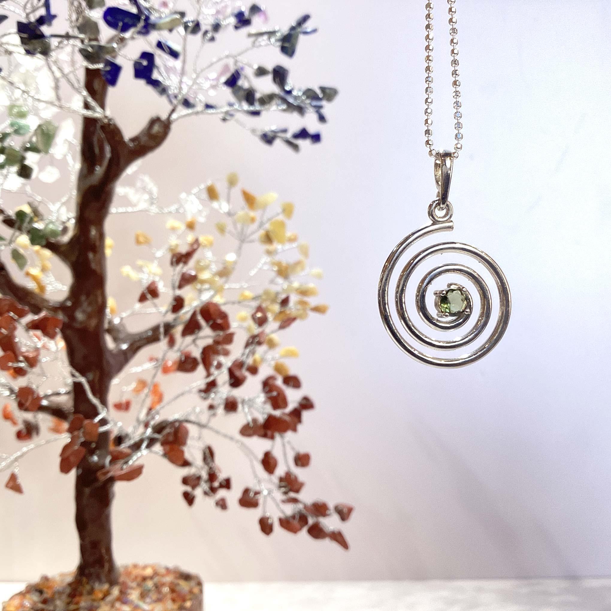 Moldavite Spiral Pendant Necklace 3