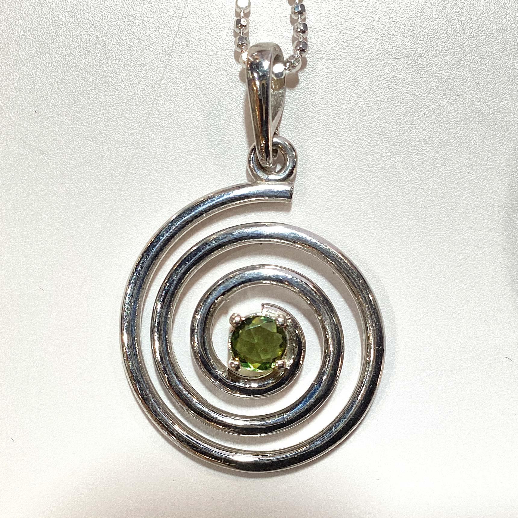 Moldavite Spiral Pendant Necklace 1