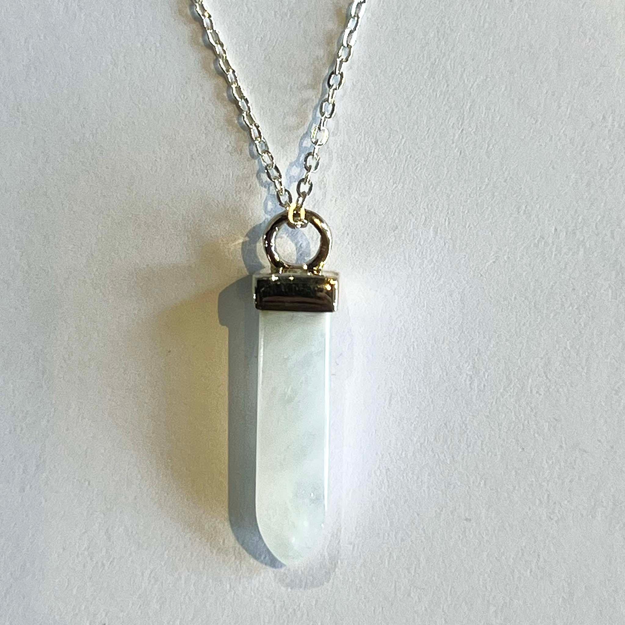 Rainbow Moonstone Point Pendant Sterling Silver