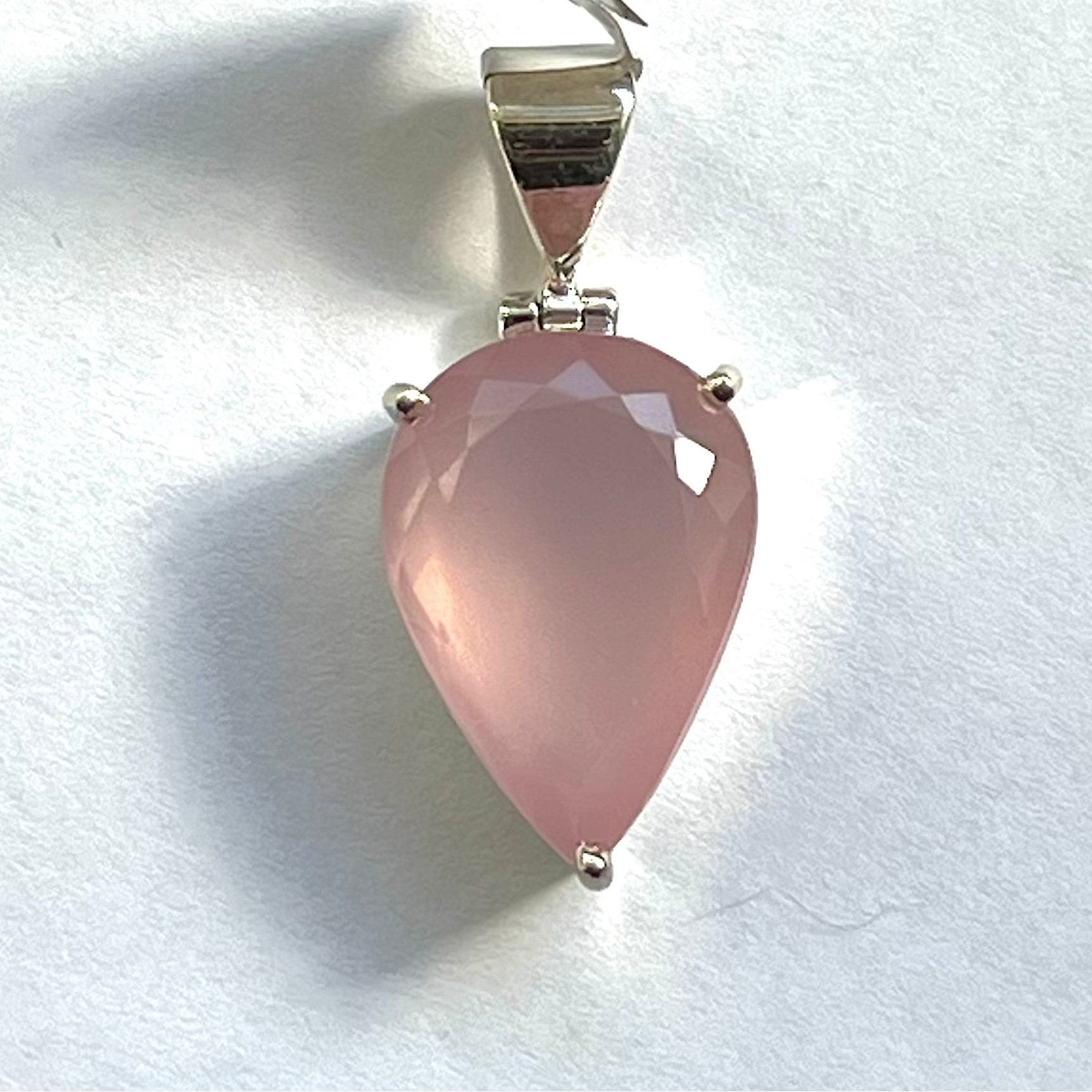 Rose Quartz Teardrop Faceted Pendant