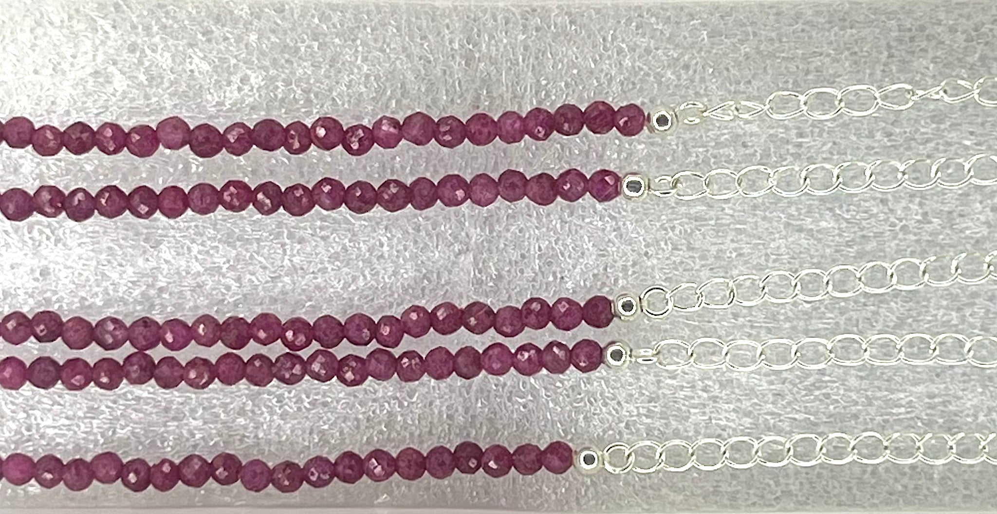 Ruby Faceted Bead Necklace with Extender