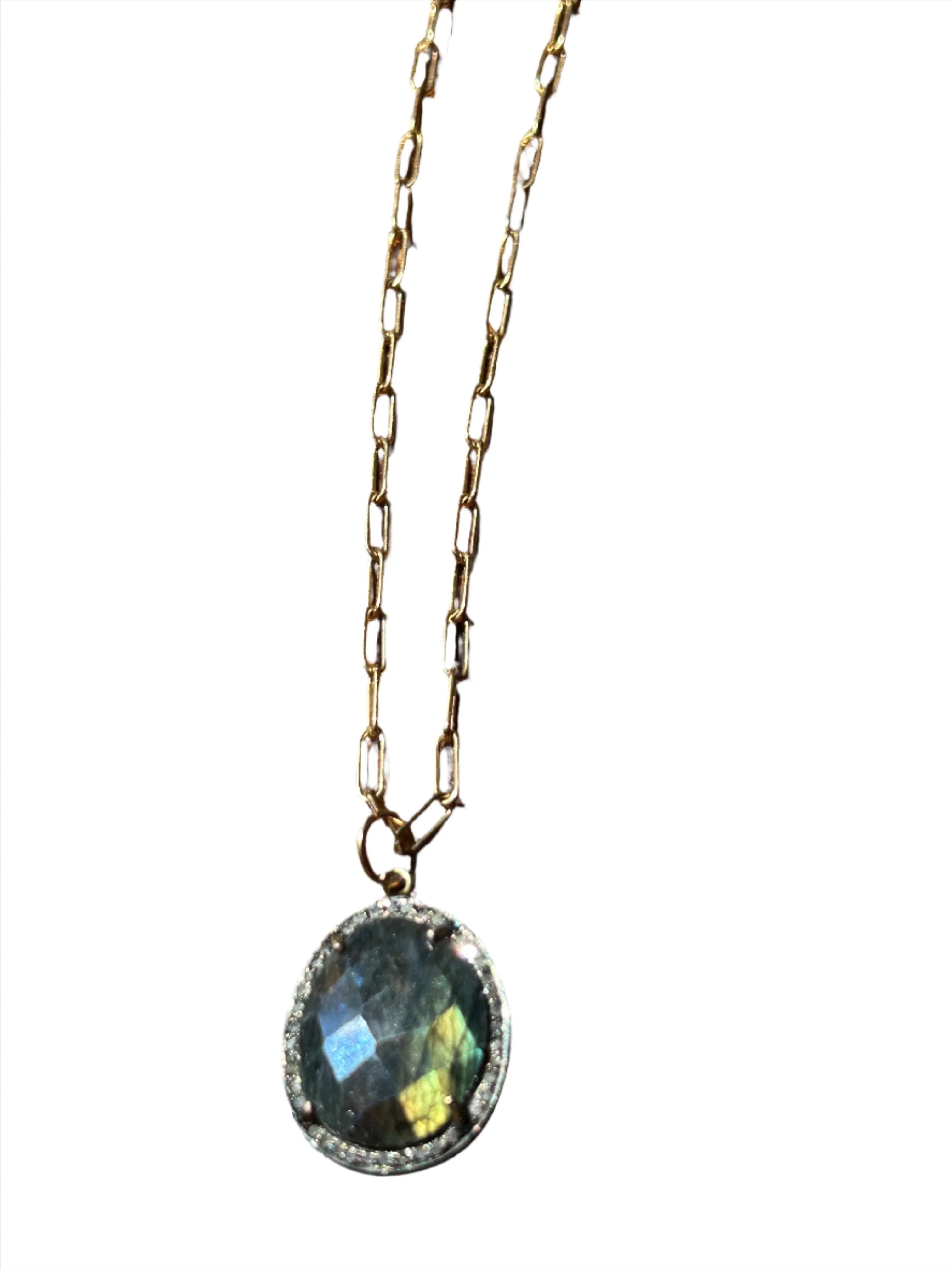 Labradorite and Pave Diamond Necklace
