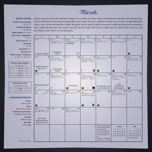 Llewellyn's 2026 Magical Moon Calendar March