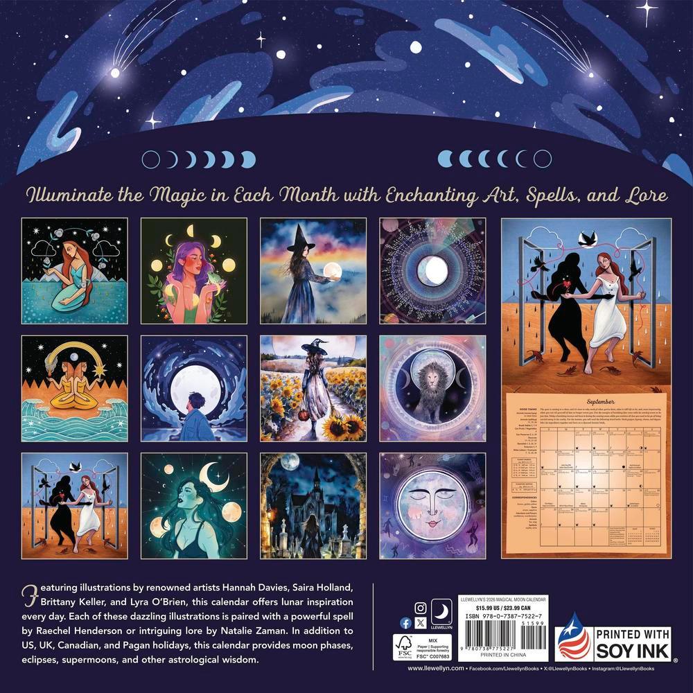 Llewellyn's 2026 Magical Moon Calendar back cover