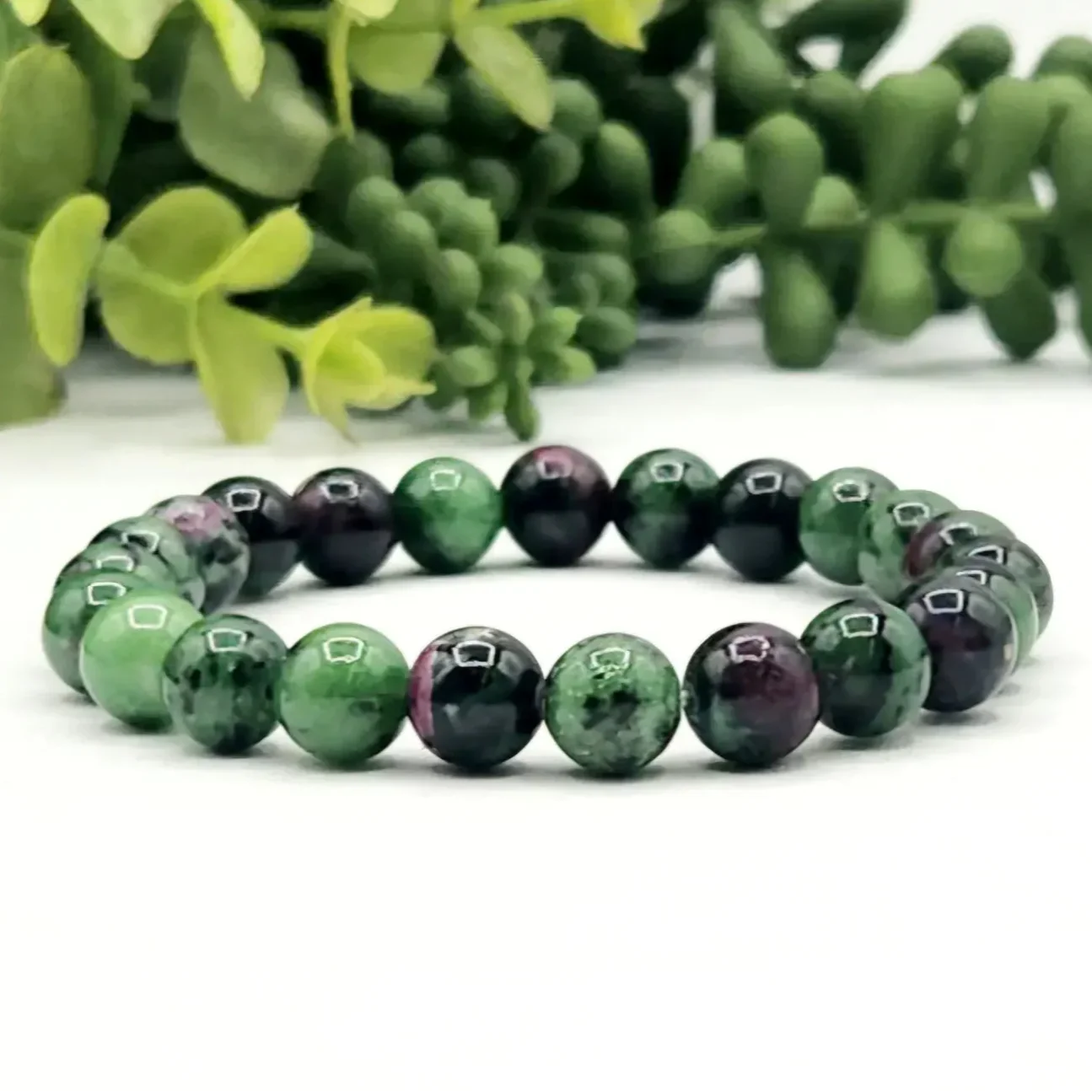 Ruby Zoisite 8mm Smooth Bead Stretch Bracelet