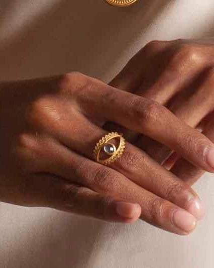 Topaz Blue Eye Keeper of Positivity Ring