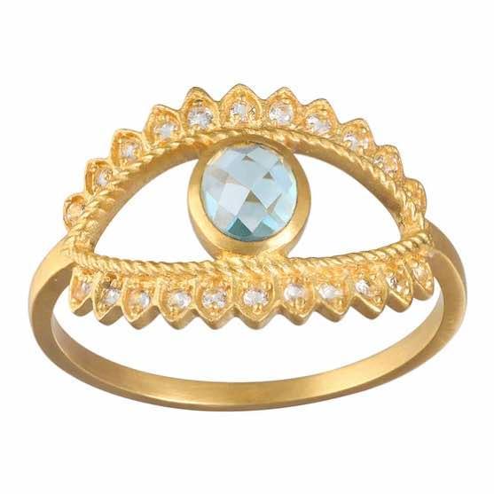 Topaz Blue Eye Keeper of Positivity Ring