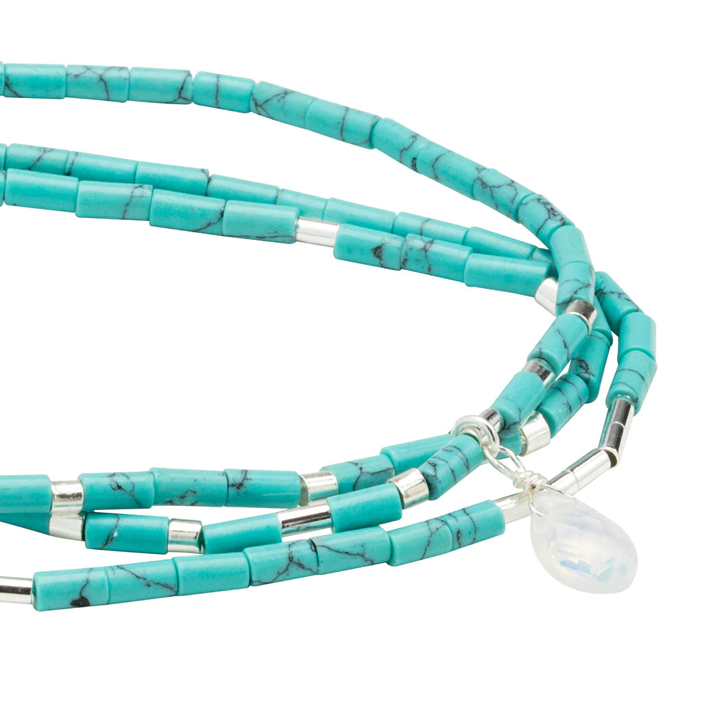 Scout Turquoise Stone Wrap With Opalite Teardrop Gemstone