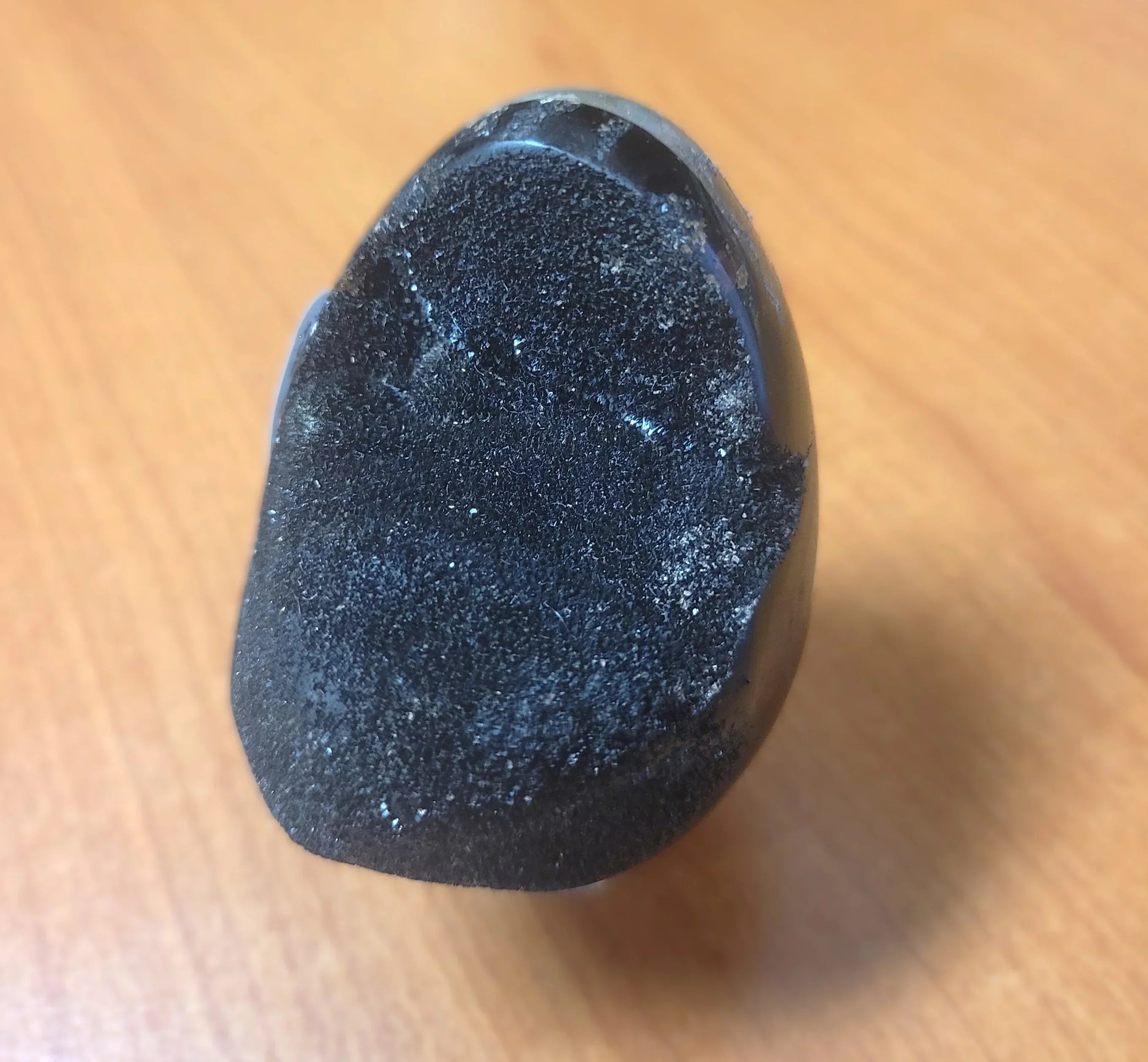 Septarian Egg with Black Druzy Front