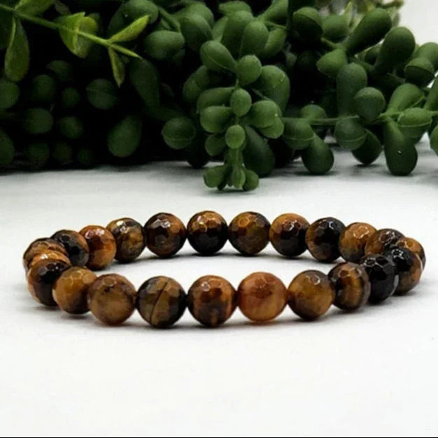 Tiger Eye Faceted Bead Stretch Bracelet side view
