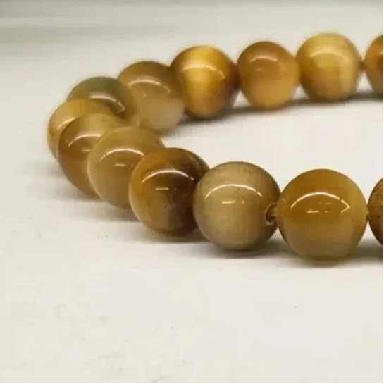 honey Tiger Eye 8mm Smooth Bead Stretch Bracelet Close UP