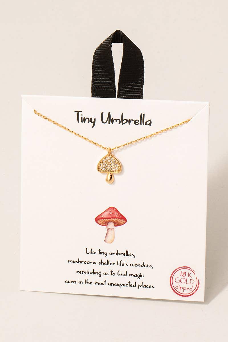 Gold Dipped Pave Mushroom Pendant Necklace