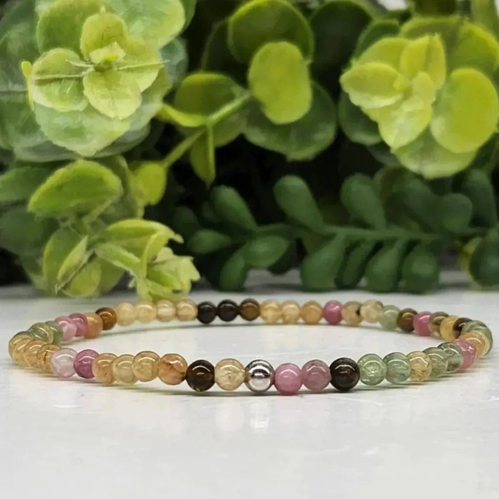 Watermelon Tourmaline 4mm Smooth Bead Stretch Bracelet