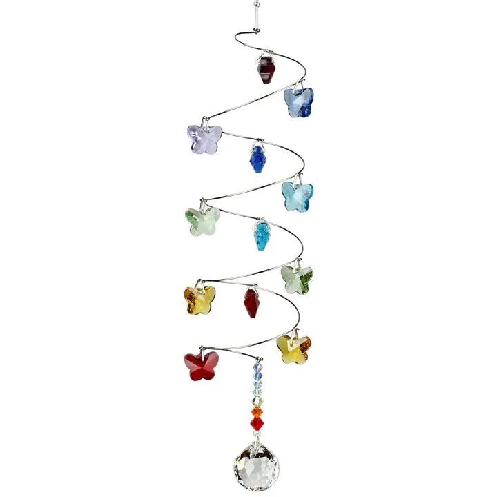 Crystal Rainbow Butterfly Spiral Suncatcher