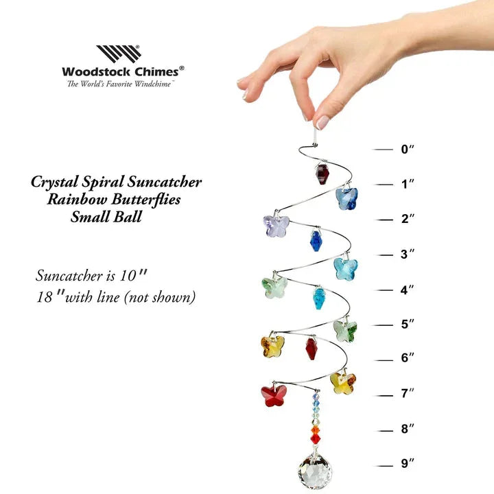 Crystal Rainbow Butterfly Spiral Suncatcher