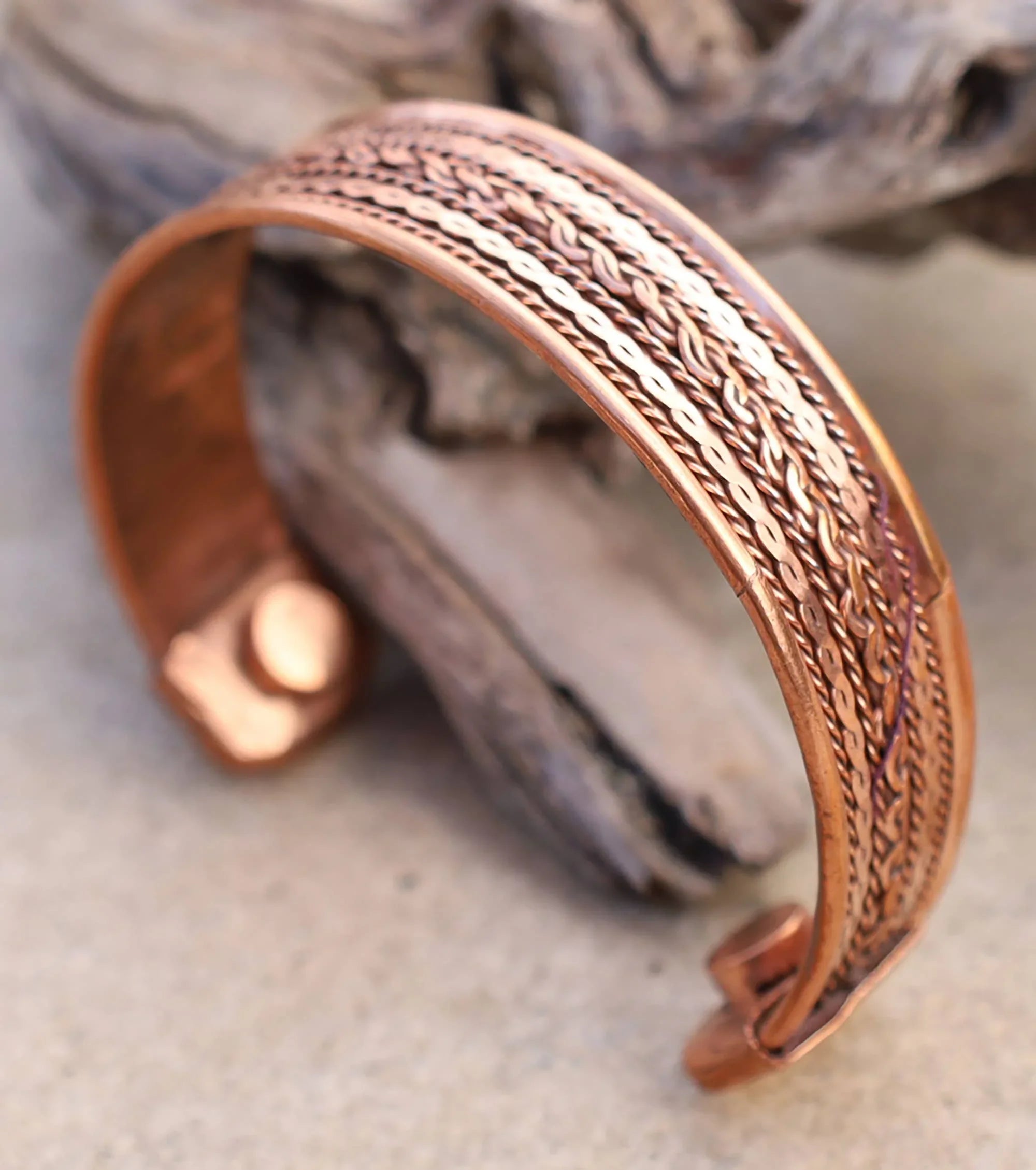 Pure Copper Twisted Wire Cuff Bracelet Detail