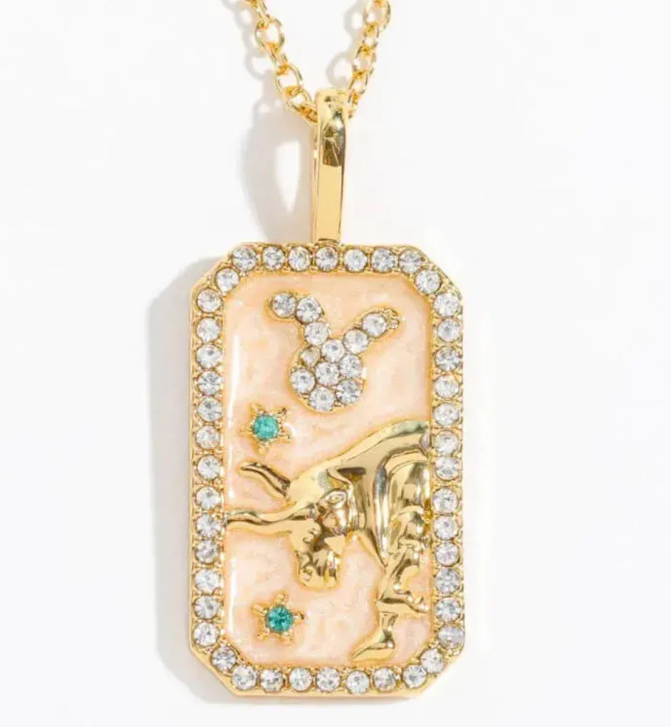 Taurus Astrological Zodiac Tarot Card Necklace