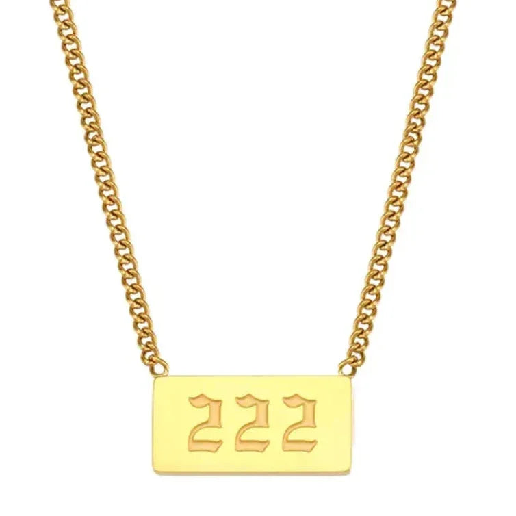 222 Angel Number Gold Dipped Necklace
