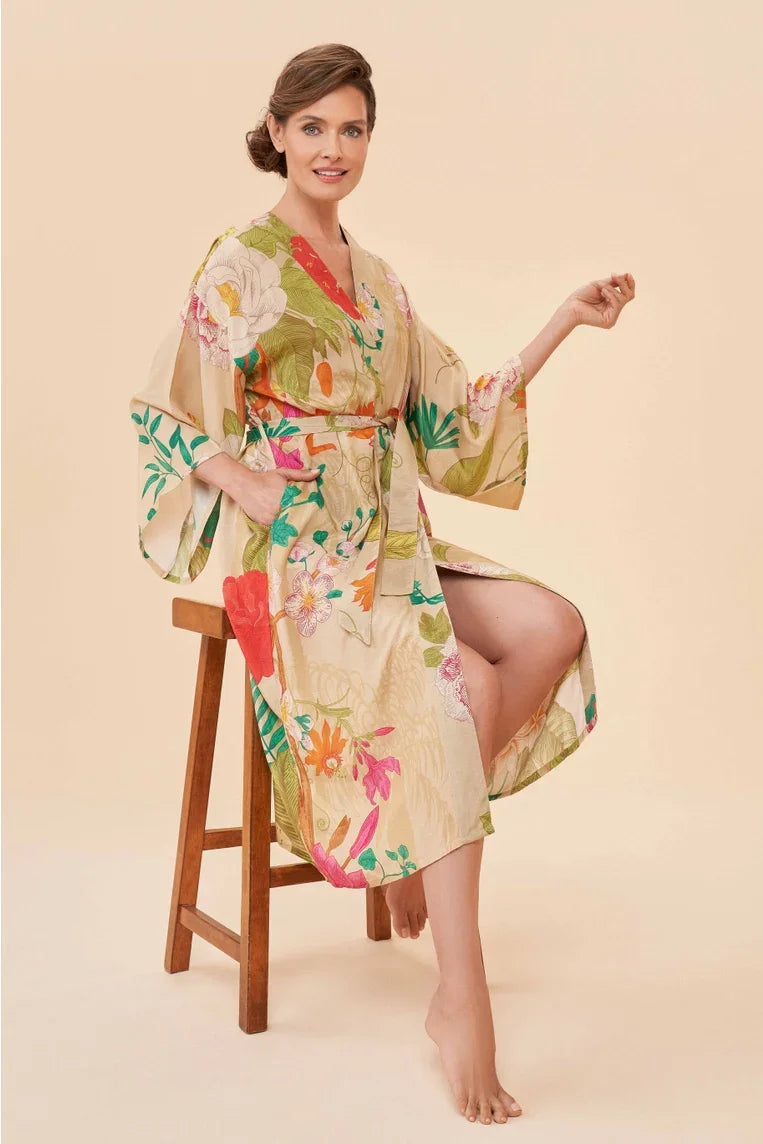 Tropical Flora & Fauna Kimono Gown Front
