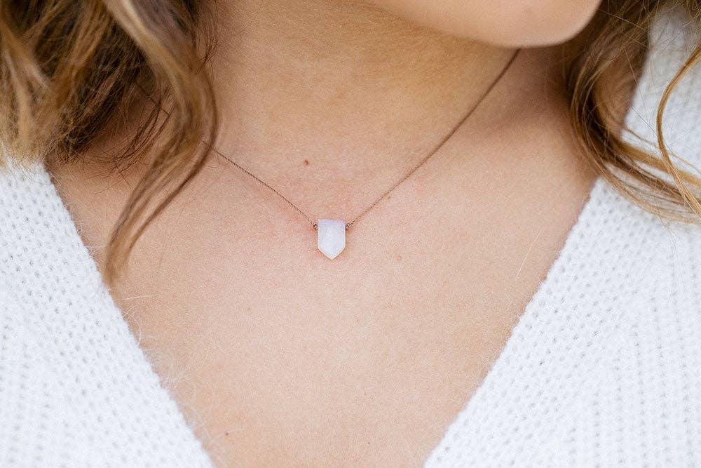 Moonstone Warrior Empowering Necklace on Model