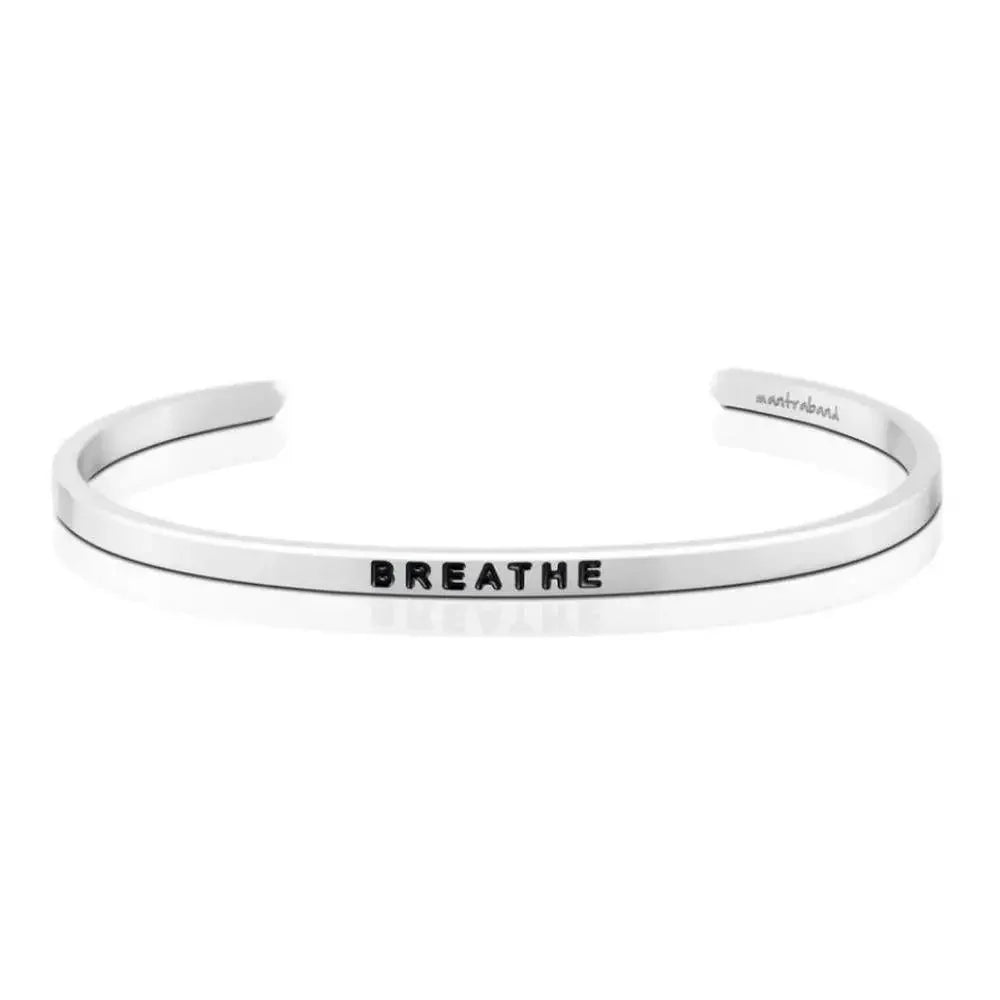 Breathe Silver Mantraband, Stainless Steel, Lead Free, Nickel Free, Hypoallergenic