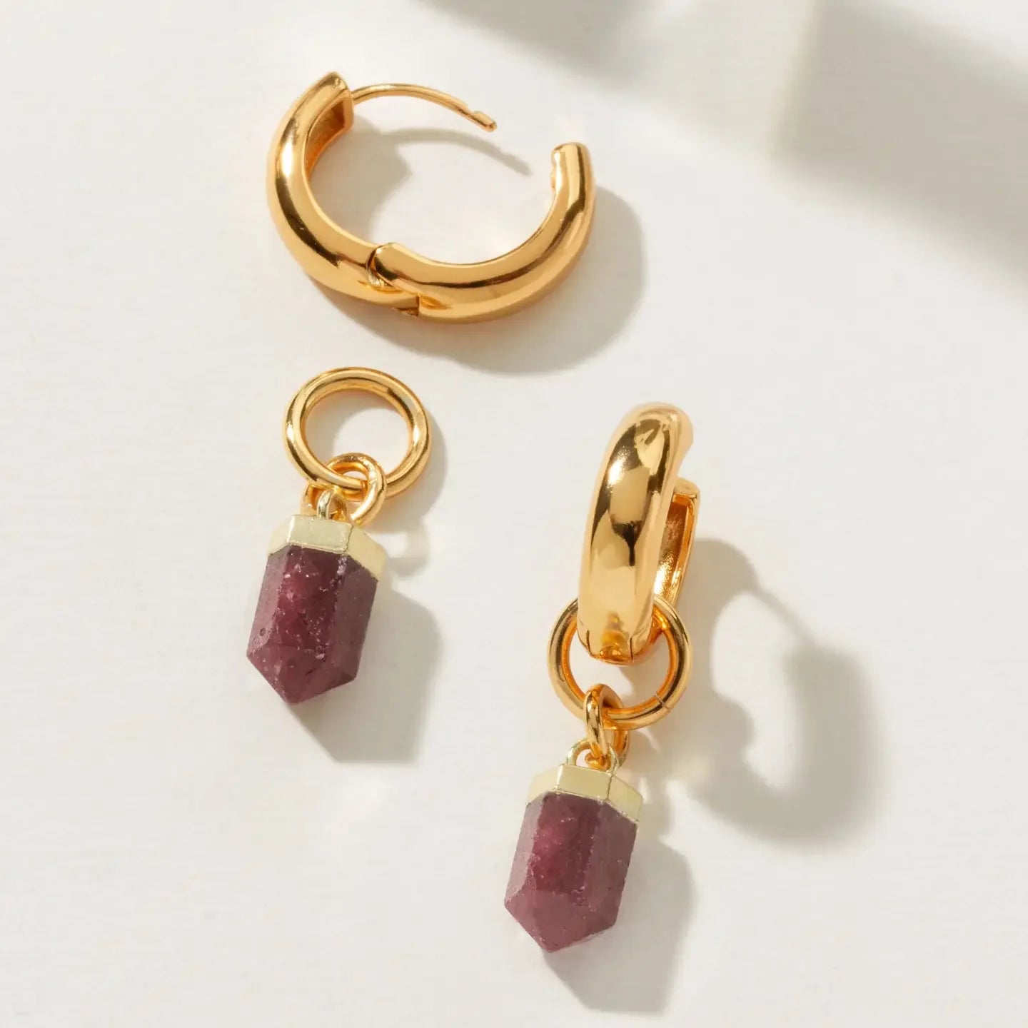 Ruby Straight to the Point Interchangeable Huggie Hoop Earrings