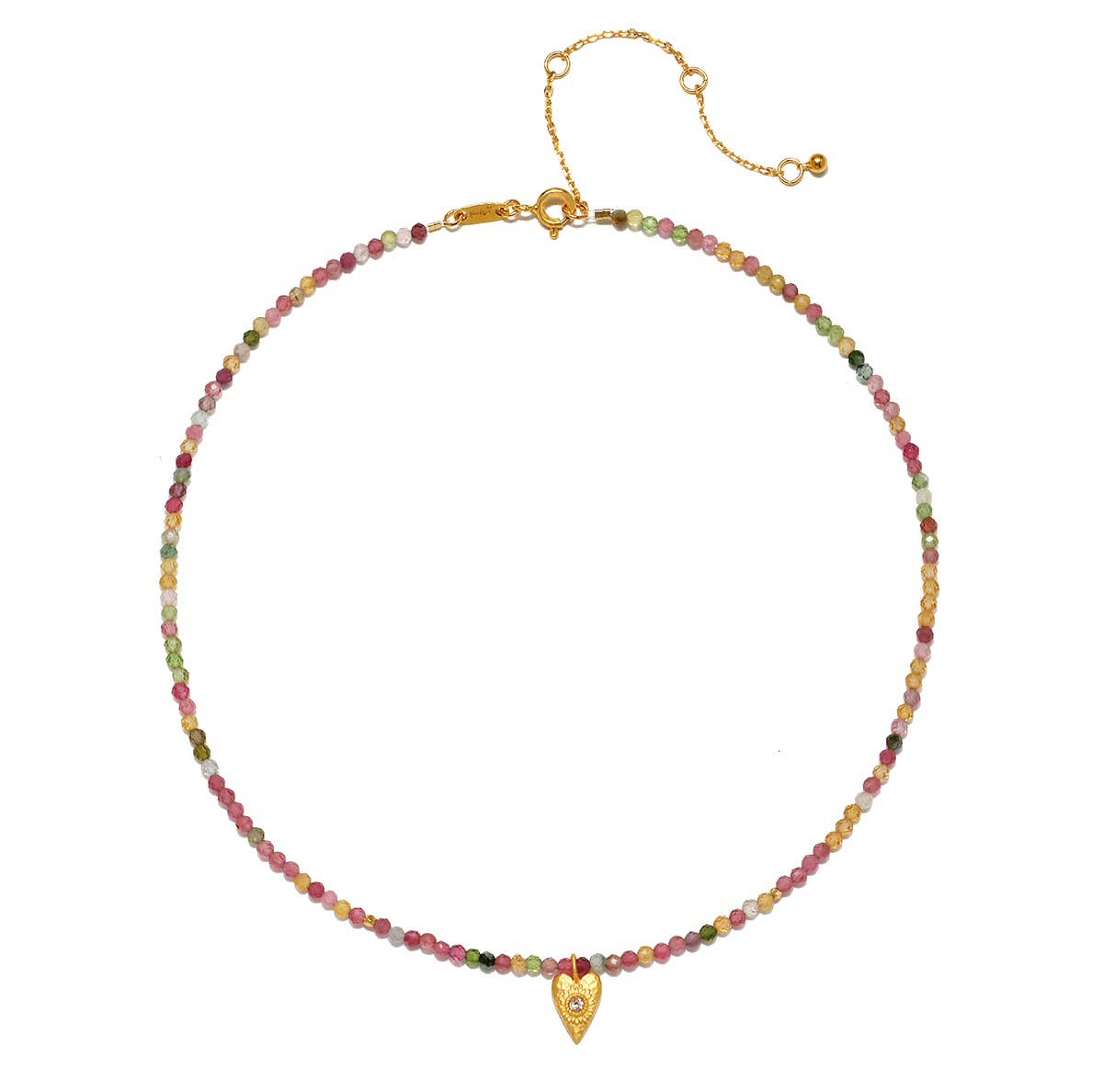 Pink Tourmaline Heart Choker 2