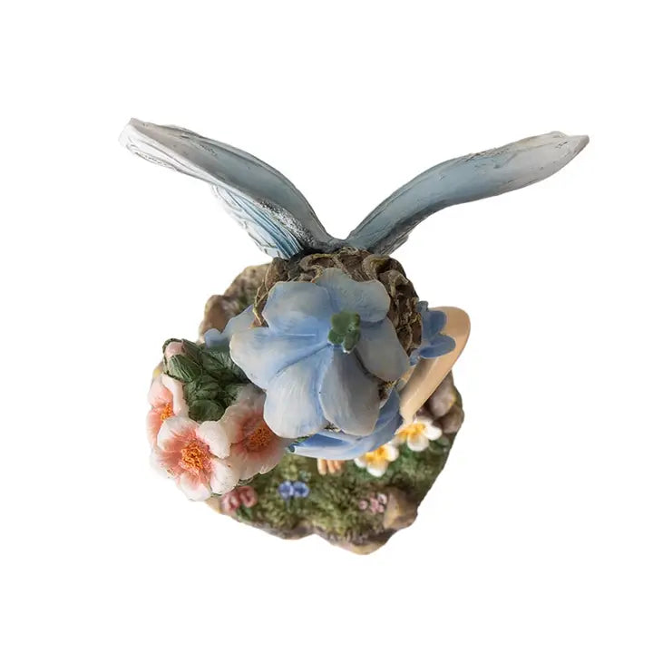 Blue Fairy with Flowers Figurine Top of Head
